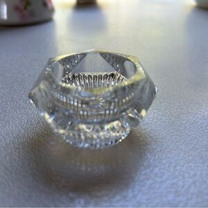 Vintage Salt Cellar Hexagon bohemian Glass
